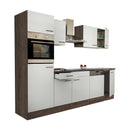 Yorki konyhabútor Yorki tölgy korpusszal, selyemfényű fehér fronttal 280 cm-es méretben