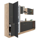 Yorki 300 konyhabútor sonoma tölgy korpusz,selyemfényű antracit fronttal alulfagyasztós hűtős szekrénnyel