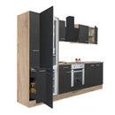 Yorki 300 konyhabútor sonoma tölgy korpusz,selyemfényű antracit front alsó sütős elemmel alulfagyasztós hűtős szekrénnyel