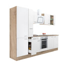 Yorki 300 konyhabútor sonoma tölgy korpusz,selyemfényű fehér front alsó sütős elemmel polcos szekrénnyel