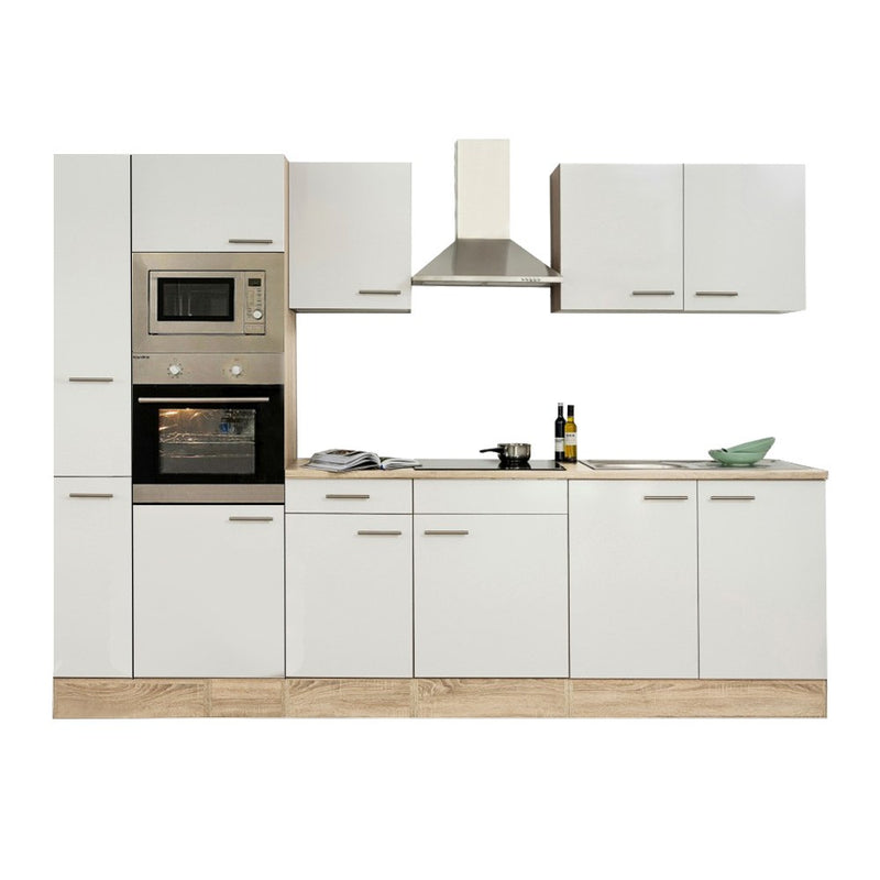 Yorki 300 konyhabútor sonoma tölgy korpusz,selyemfényű fehér fronttal