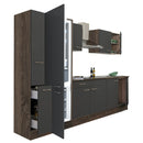 Yorki 300 konyhabútor yorki tölgy korpusz,selyemfényű antracit fronttal alulfagyasztós hűtős szekrénnyel