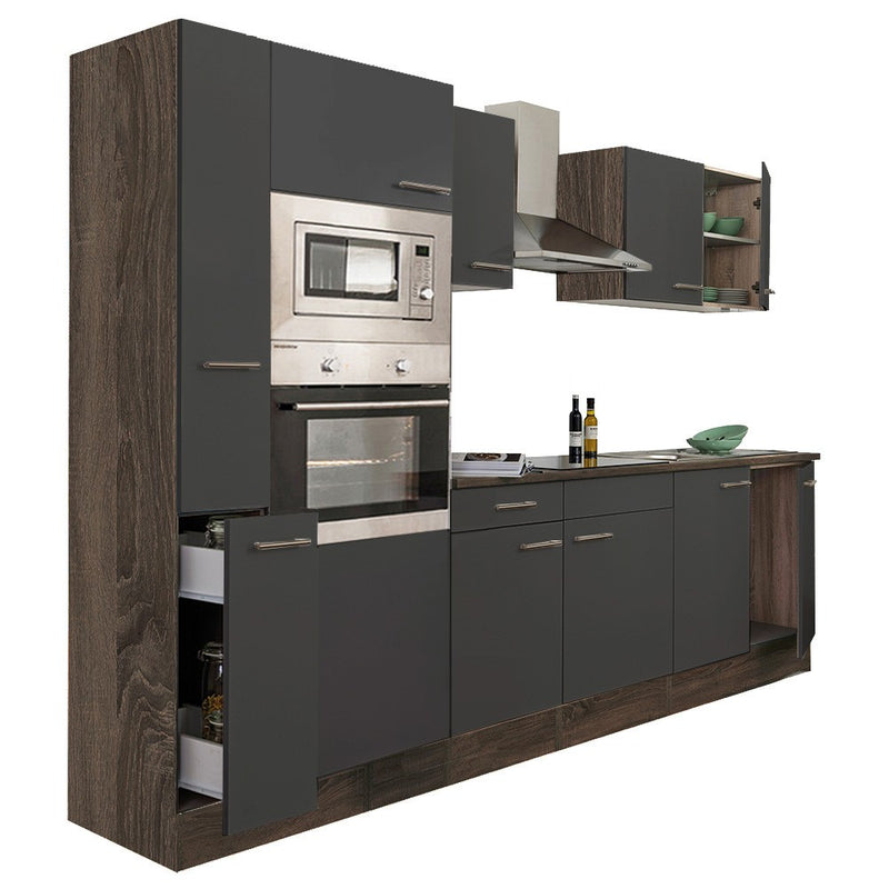 Yorki 300 konyhabútor yorki tölgy korpusz,selyemfényű antracit fronttal