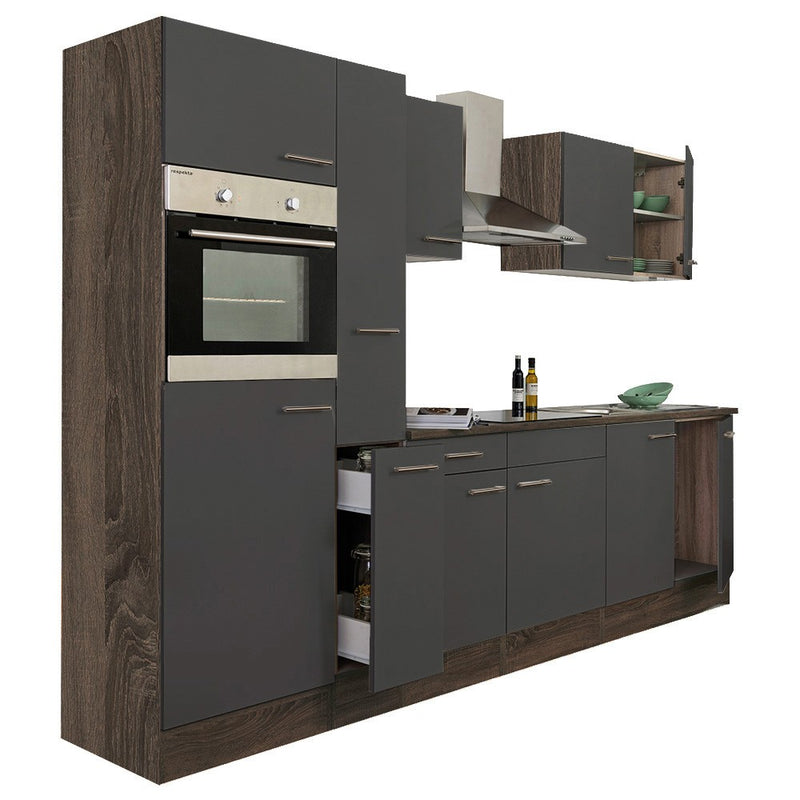 Yorki 300 konyhabútor yorki tölgy korpusz,selyemfényű antracit fronttal