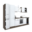 Yorki 300 konyhabútor yorki tölgy korpusz,selyemfényű fehér front alsó sütős elemmel polcos szekrénnyel