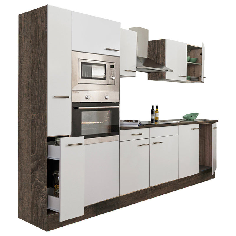 Yorki 300 konyhabútor yorki tölgy korpusz,selyemfényű fehér fronttal