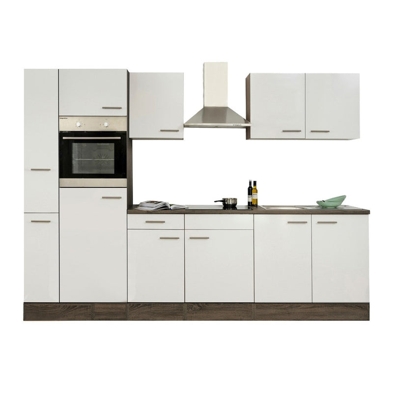 Yorki 300 konyhabútor yorki tölgy korpusz,selyemfényű fehér fronttal