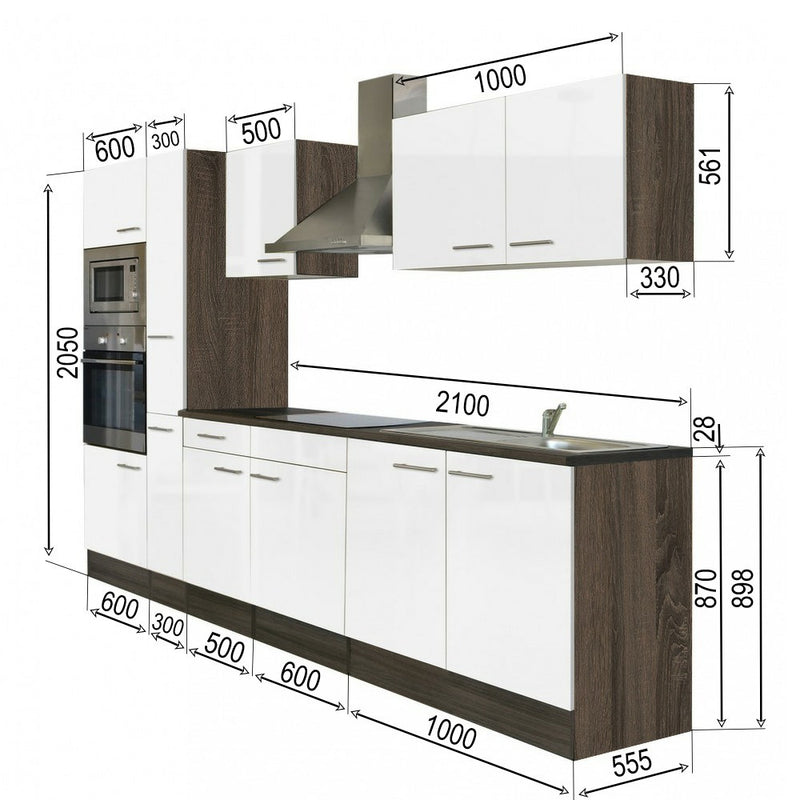 Yorki 300 konyhabútor yorki tölgy korpusz,selyemfényű fehér fronttal