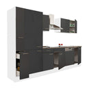 Yorki 310 konyhabútor fehér korpusz,selyemfényű antracit fronttal polcos szekrénnyel