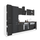 Yorki 310 konyhabútor fehér korpusz,selyemfényű antracit front alsó sütős elemmel polcos szekrénnyel