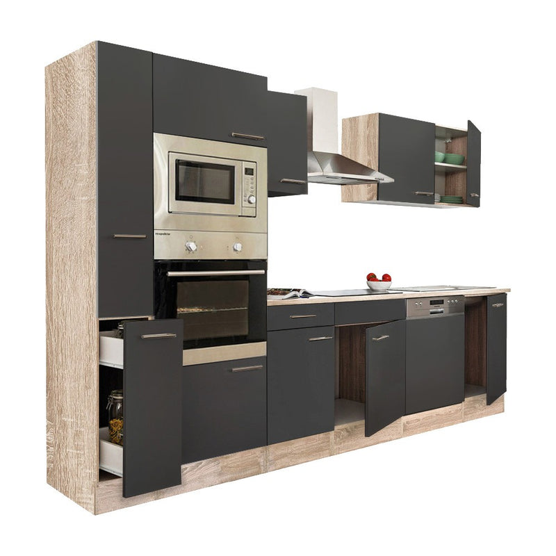 Yorki 310 konyhabútor sonoma tölgy korpusz,selyemfényű antracit fronttal