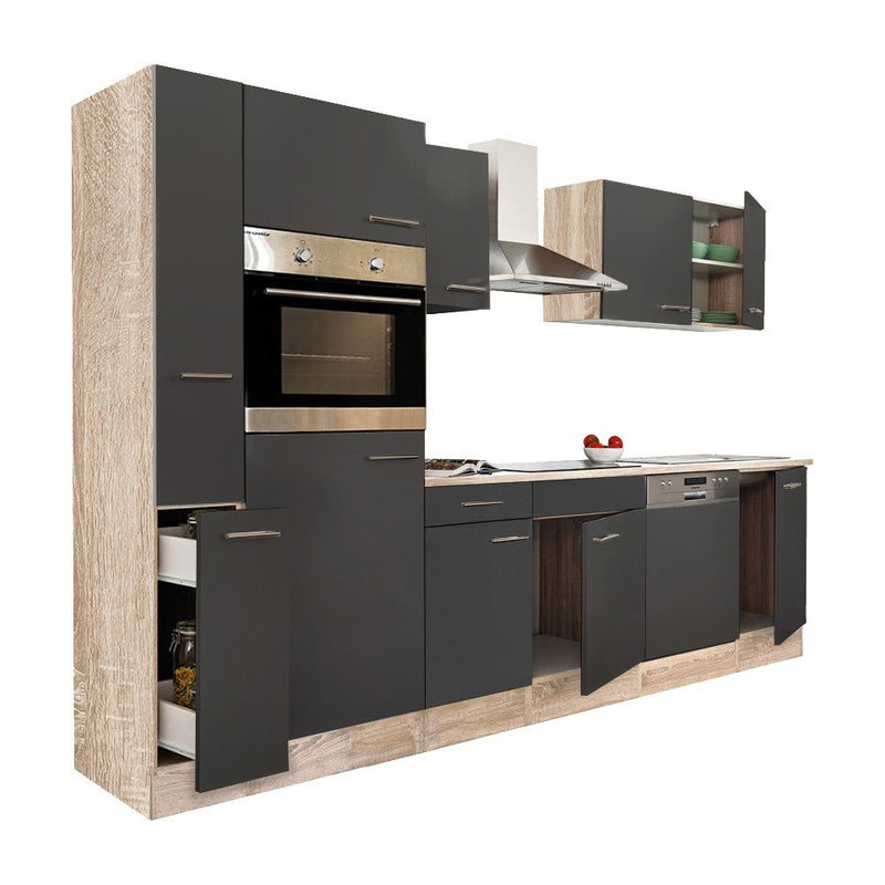 Yorki 310 konyhabútor sonoma tölgy korpusz,selyemfényű antracit fronttal