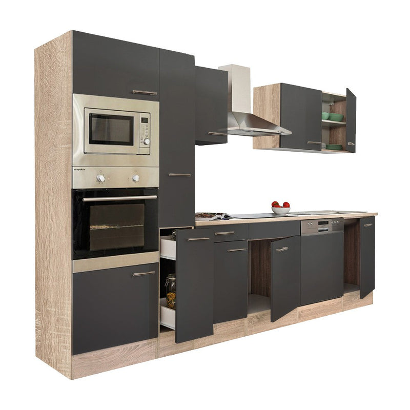 Yorki 310 konyhabútor sonoma tölgy korpusz,selyemfényű antracit fronttal