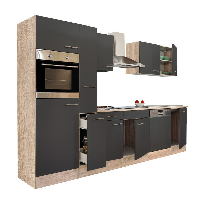 Yorki 310 konyhabútor sonoma tölgy korpusz,selyemfényű antracit fronttal