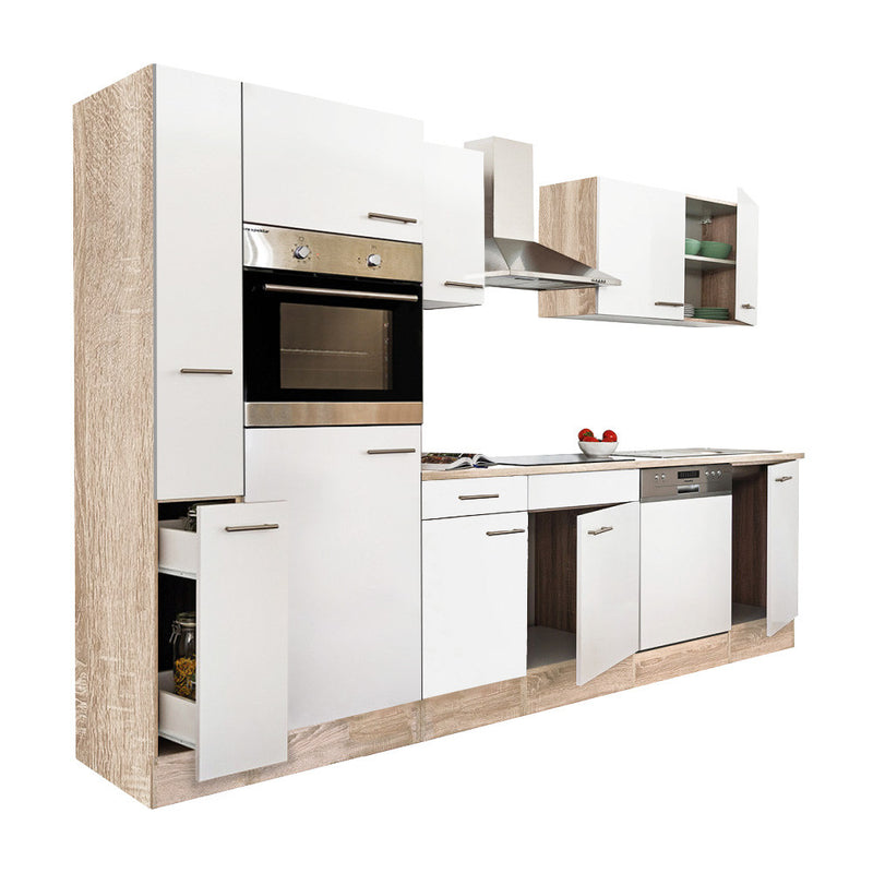 Yorki 310 konyhabútor sonoma tölgy korpusz,selyemfényű fehér fronttal