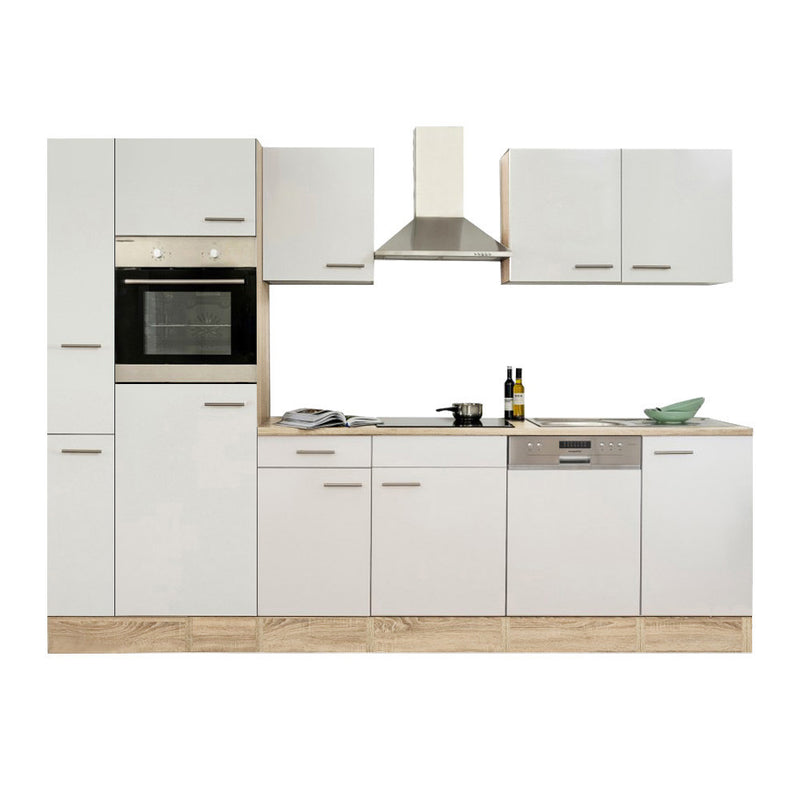 Yorki 310 konyhabútor sonoma tölgy korpusz,selyemfényű fehér fronttal