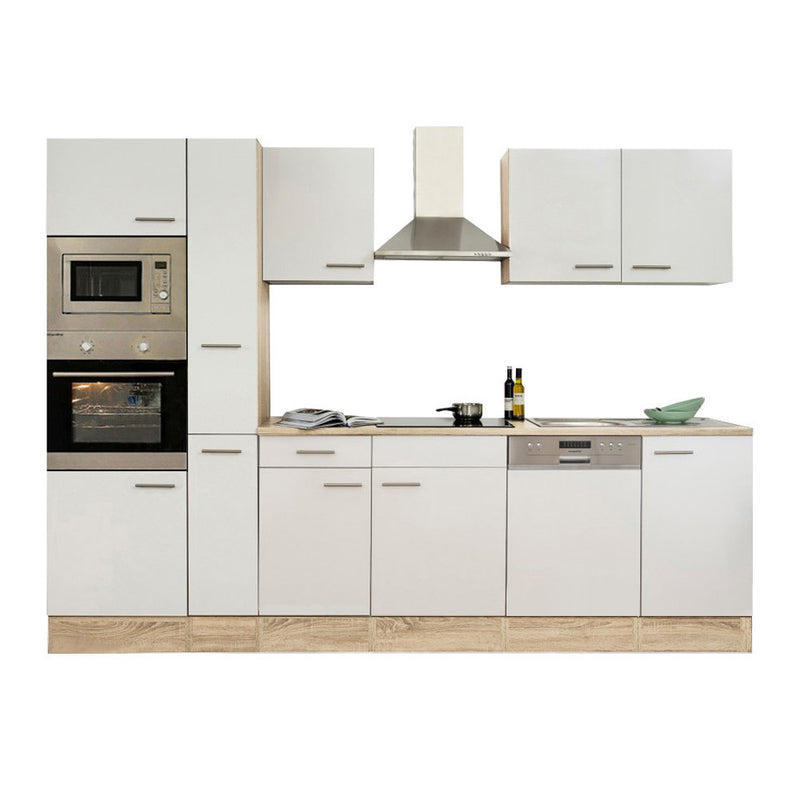 Yorki 310 konyhabútor sonoma tölgy korpusz,selyemfényű fehér fronttal