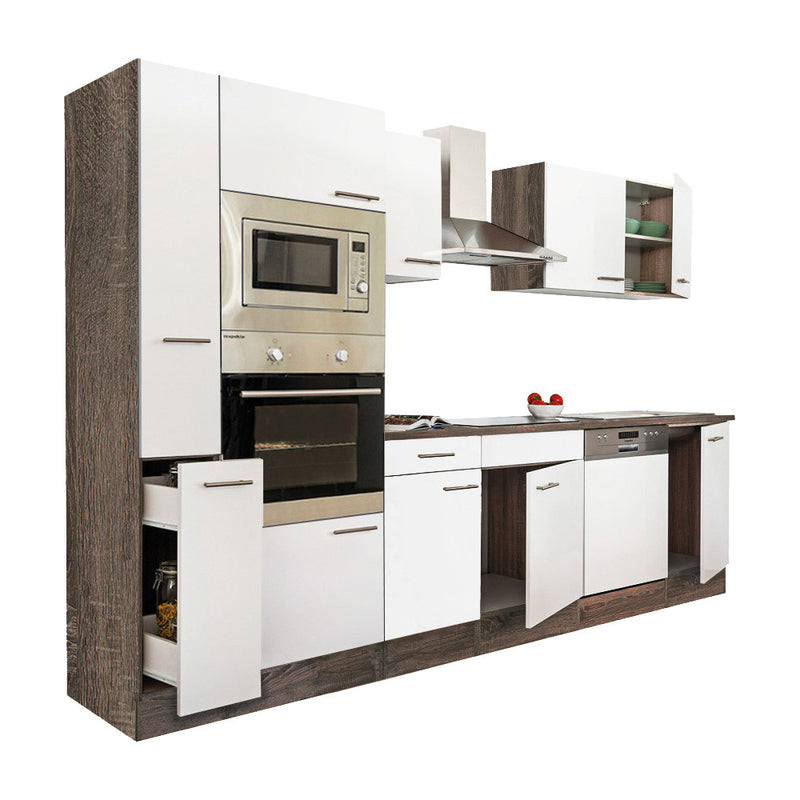 Yorki 310 konyhabútor yorki tölgy korpusz,selyemfényű fehér fronttal