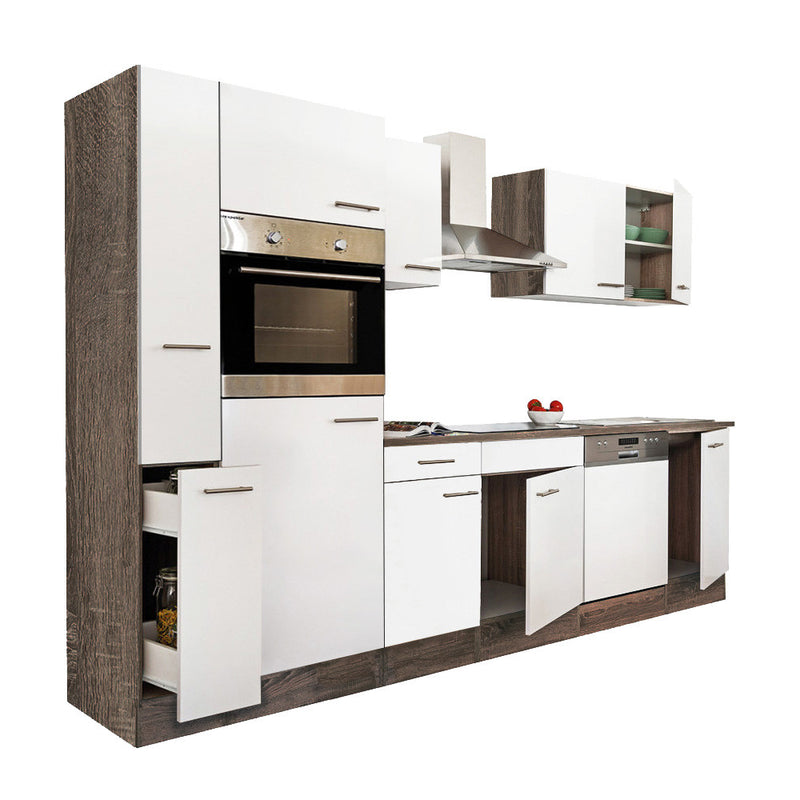 Yorki 310 konyhabútor yorki tölgy korpusz,selyemfényű fehér fronttal