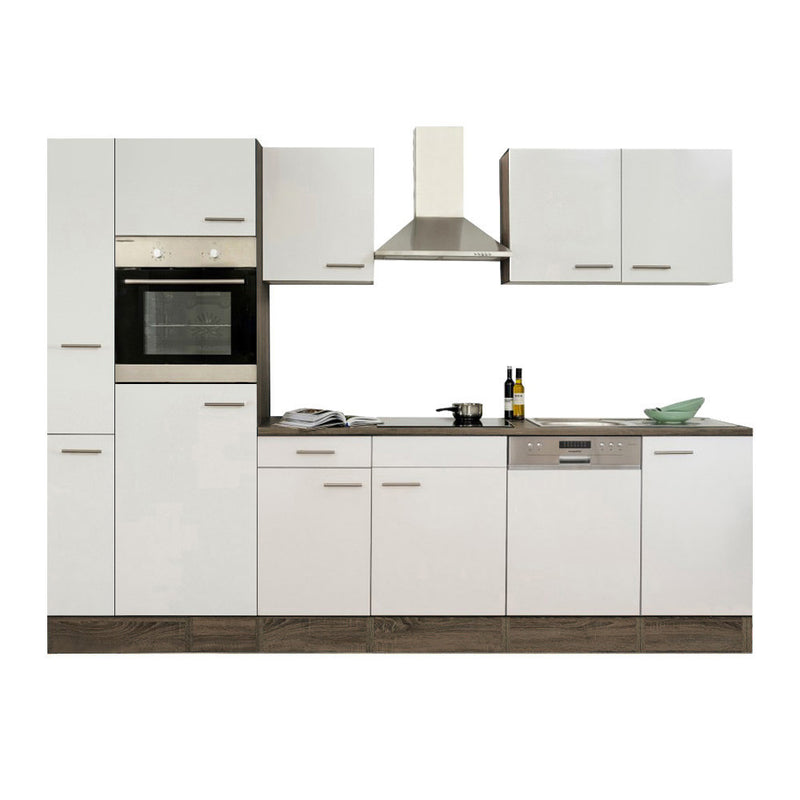 Yorki 310 konyhabútor yorki tölgy korpusz,selyemfényű fehér fronttal