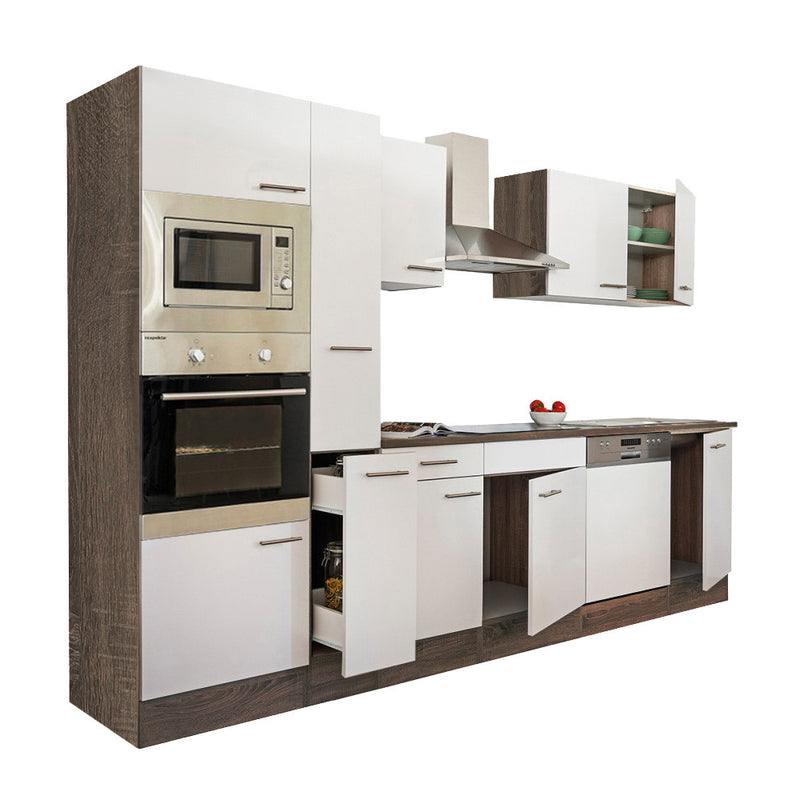 Yorki 310 konyhabútor yorki tölgy korpusz,selyemfényű fehér fronttal