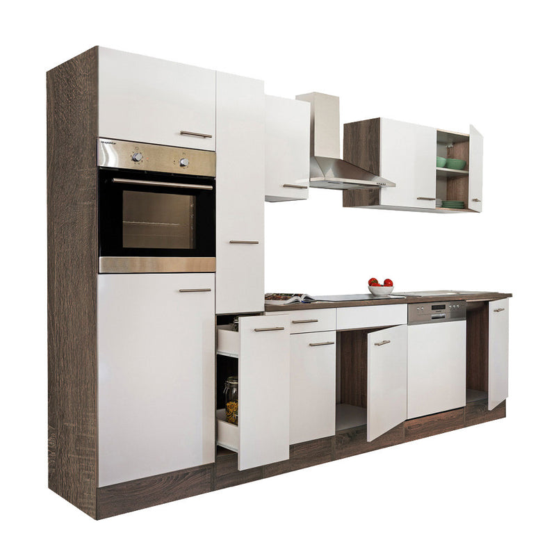 Yorki 310 konyhabútor yorki tölgy korpusz,selyemfényű fehér fronttal