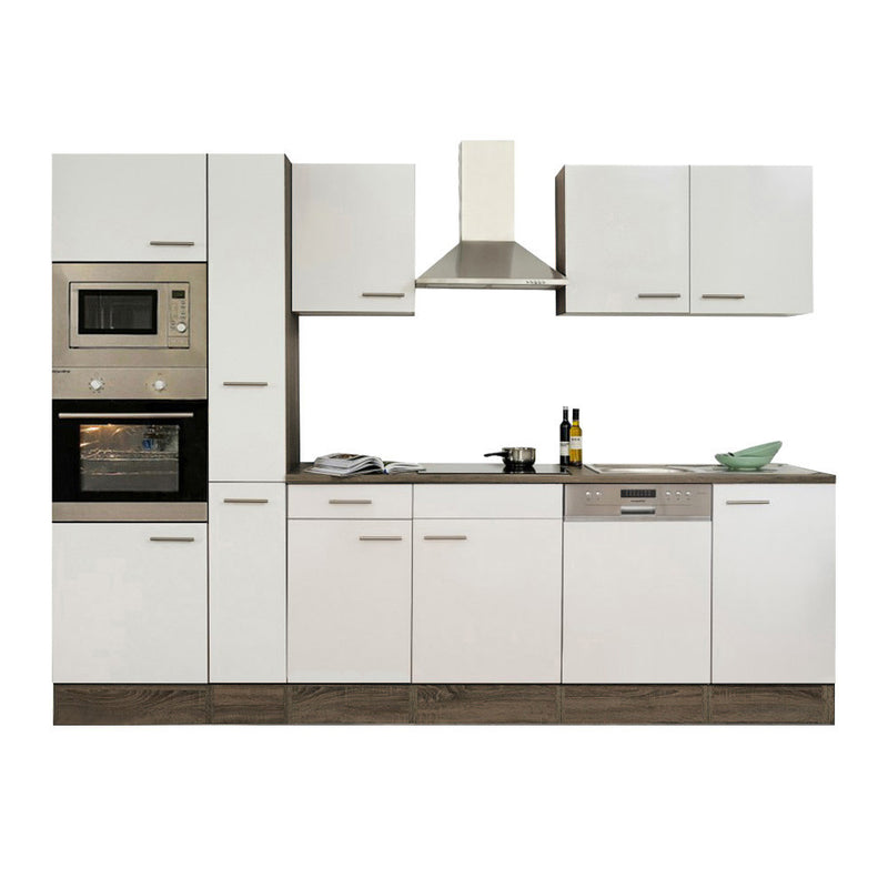 Yorki 310 konyhabútor yorki tölgy korpusz,selyemfényű fehér fronttal