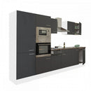 Yorki 330 konyhabútor fehér korpusz,selyemfényű antracit fronttal polcos szekrénnyel