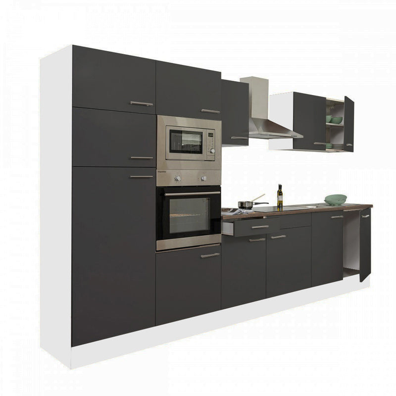 Yorki 330 konyhabútor fehér korpusz,selyemfényű antracit fronttal