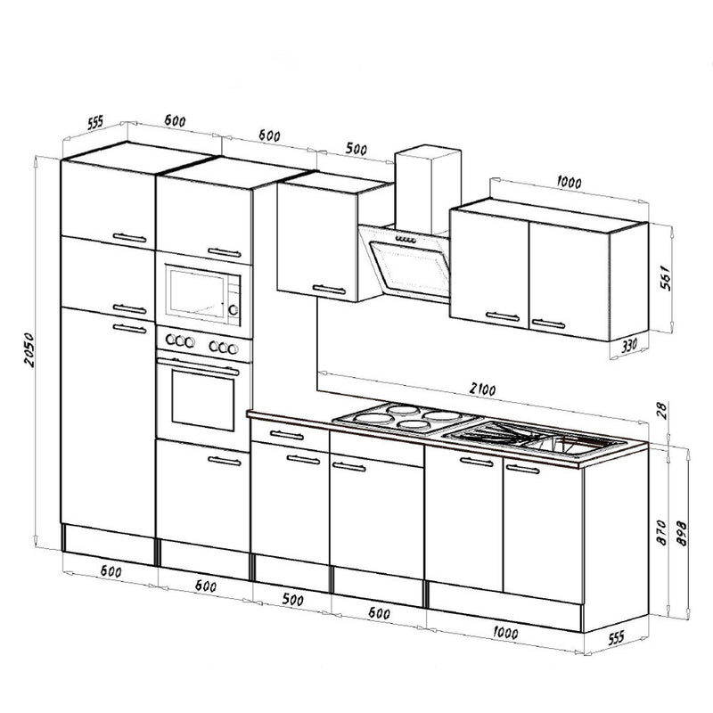 Yorki 330 konyhabútor fehér korpusz,selyemfényű antracit fronttal