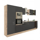 Yorki 330 konyhabútor sonoma tölgy korpusz,selyemfényű antracit fronttal polcos szekrénnyel