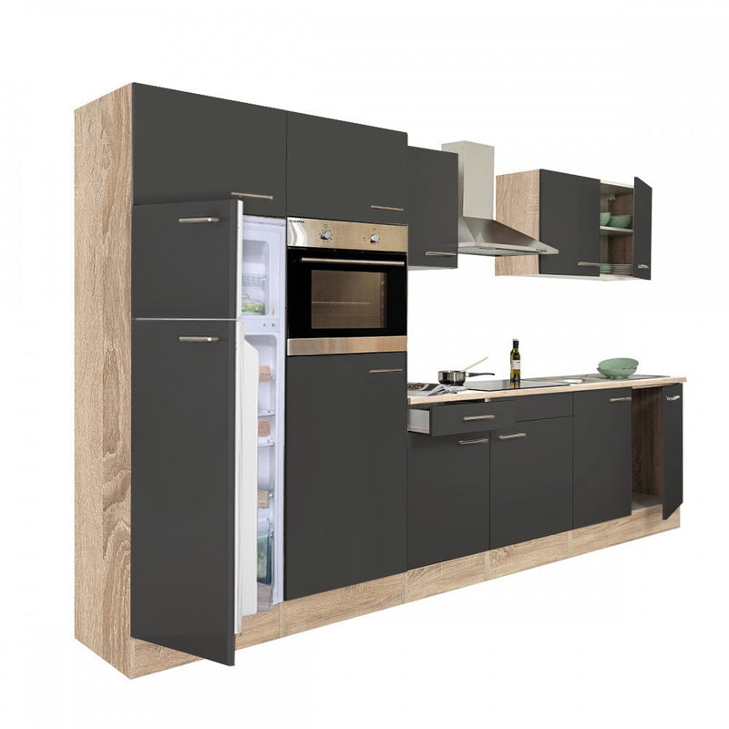 Yorki 330 konyhabútor sonoma tölgy korpusz,selyemfényű antracit fronttal