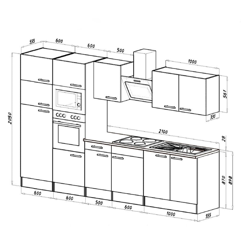 Yorki 330 konyhabútor sonoma tölgy korpusz,selyemfényű antracit fronttal