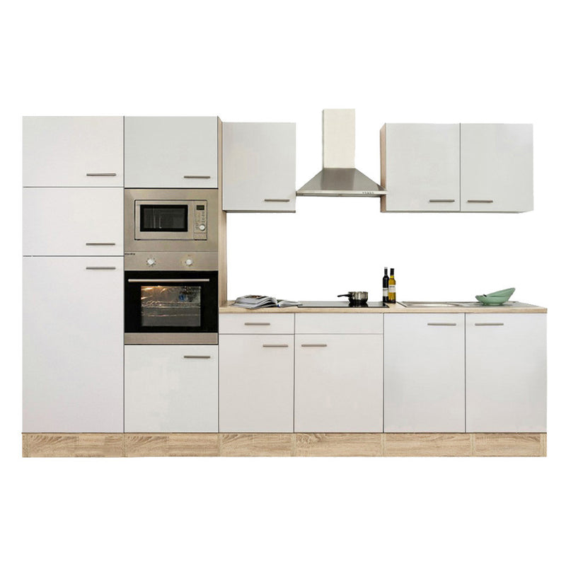 Yorki 330 konyhabútor sonoma tölgy korpusz,selyemfényű fehér fronttal