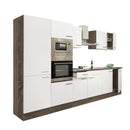 Yorki 330 konyhabútor yorki tölgy korpusz,selyemfényű fehér fronttal polcos szekrénnyel