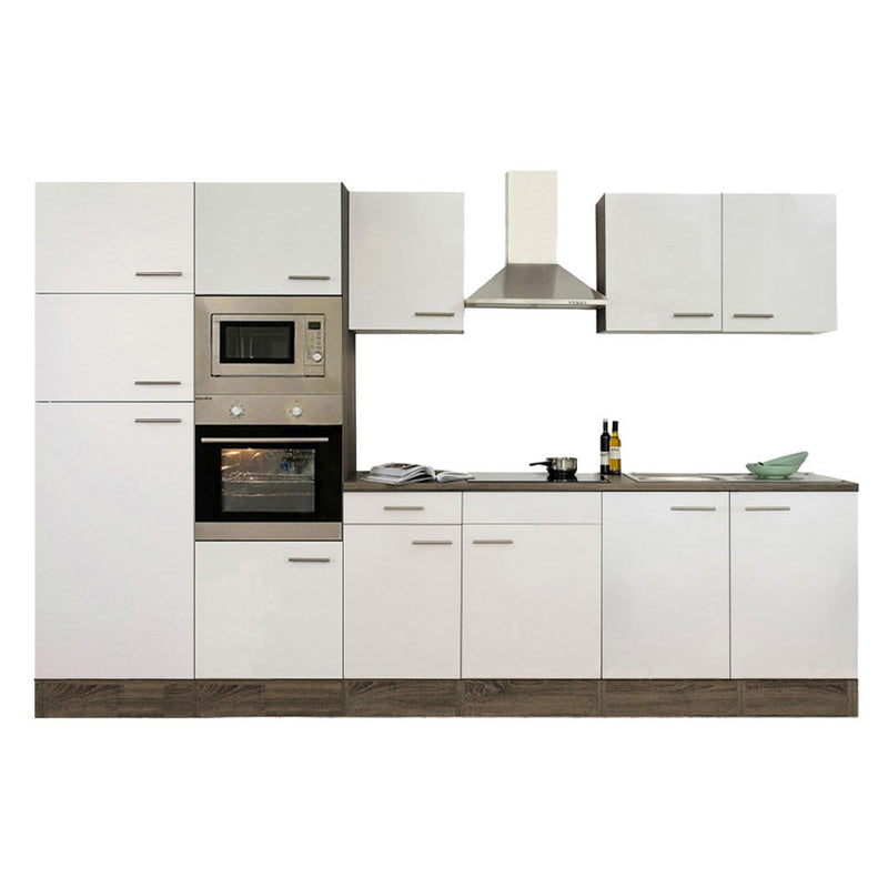 Yorki 330 konyhabútor yorki tölgy korpusz,selyemfényű fehér fronttal