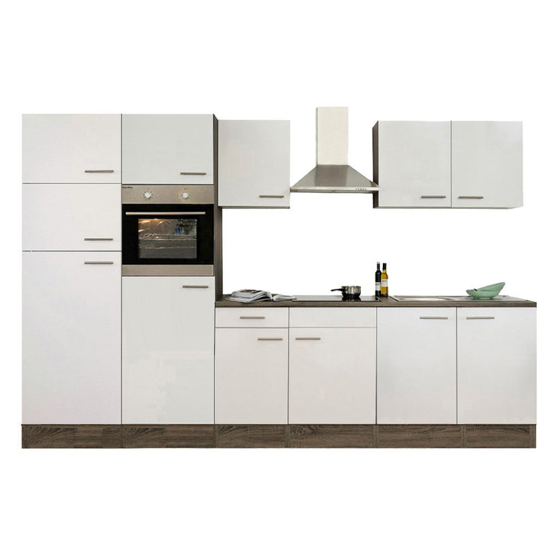 Yorki 330 konyhabútor yorki tölgy korpusz,selyemfényű fehér fronttal