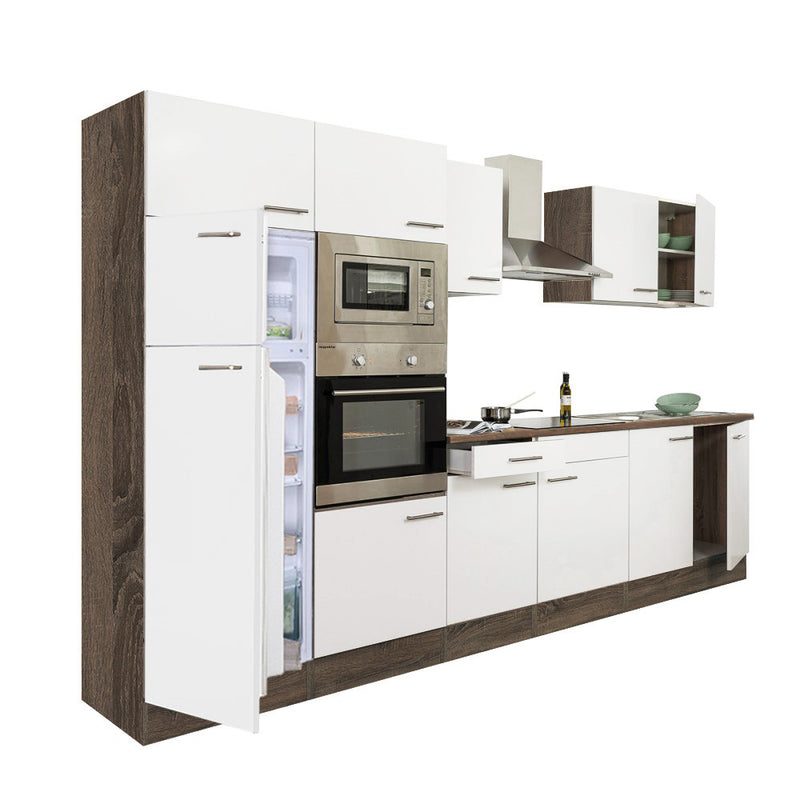 Yorki 330 konyhabútor yorki tölgy korpusz,selyemfényű fehér fronttal