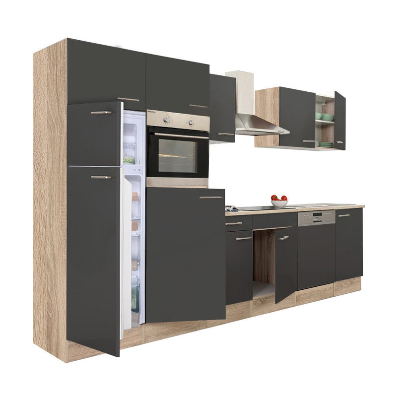 Yorki 340 konyhabútor sonoma tölgy korpusz,selyemfényű antracit fronttal