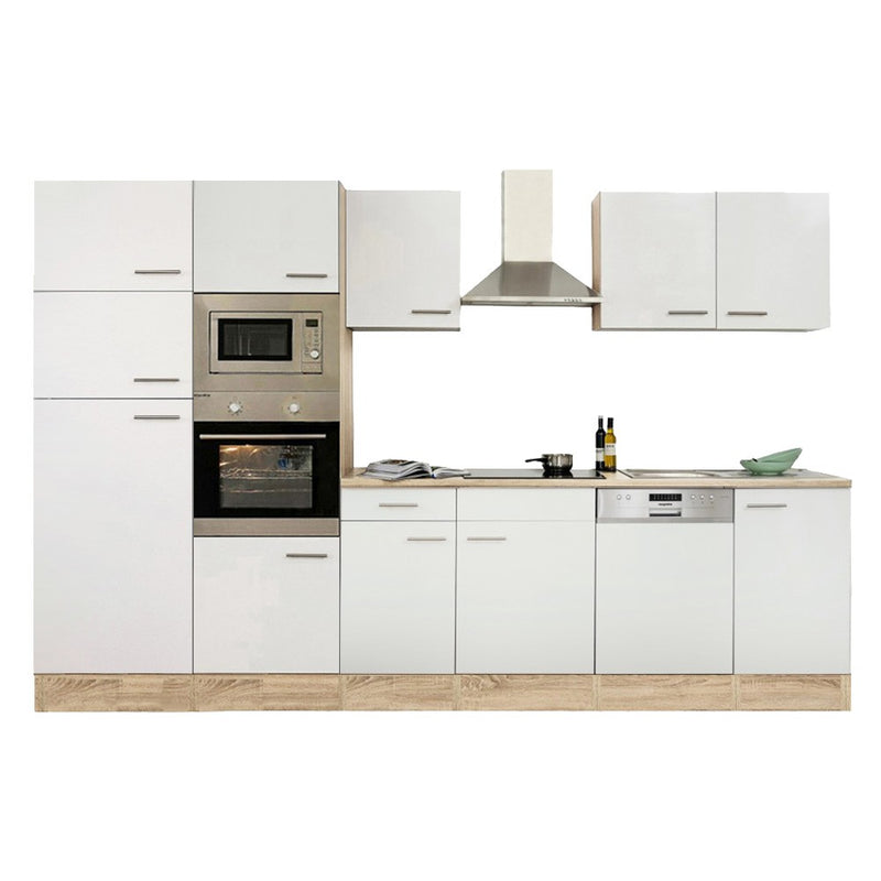 Yorki 340 konyhabútor sonoma tölgy korpusz,selyemfényű fehér fronttal