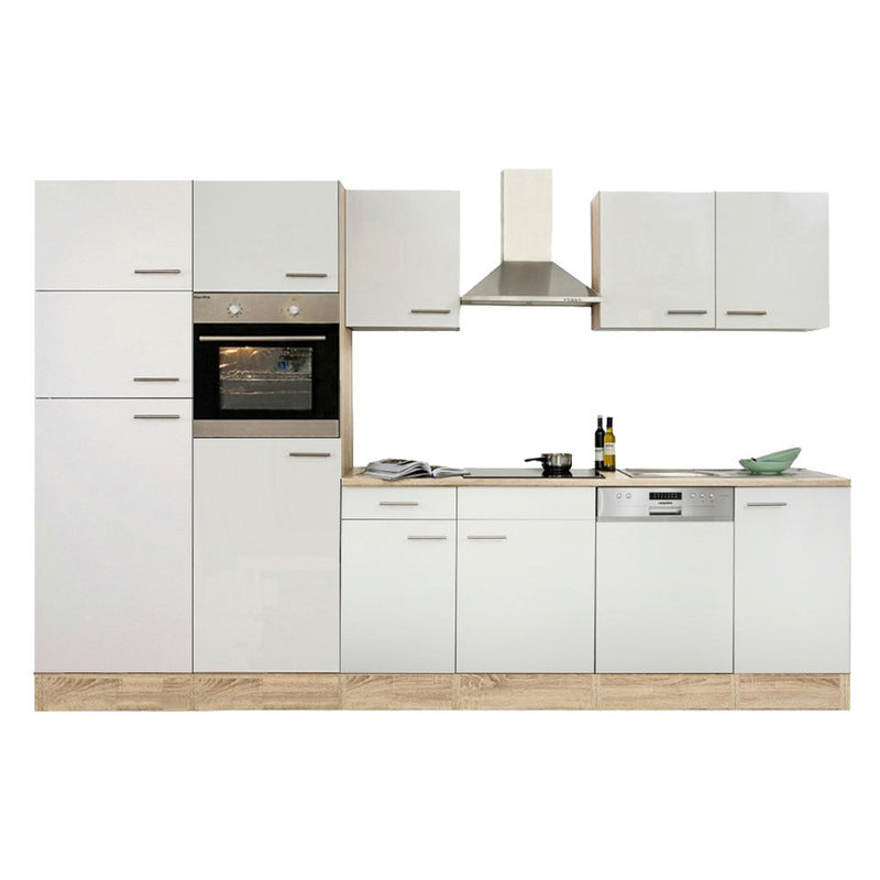 Yorki 340 konyhabútor sonoma tölgy korpusz,selyemfényű fehér fronttal