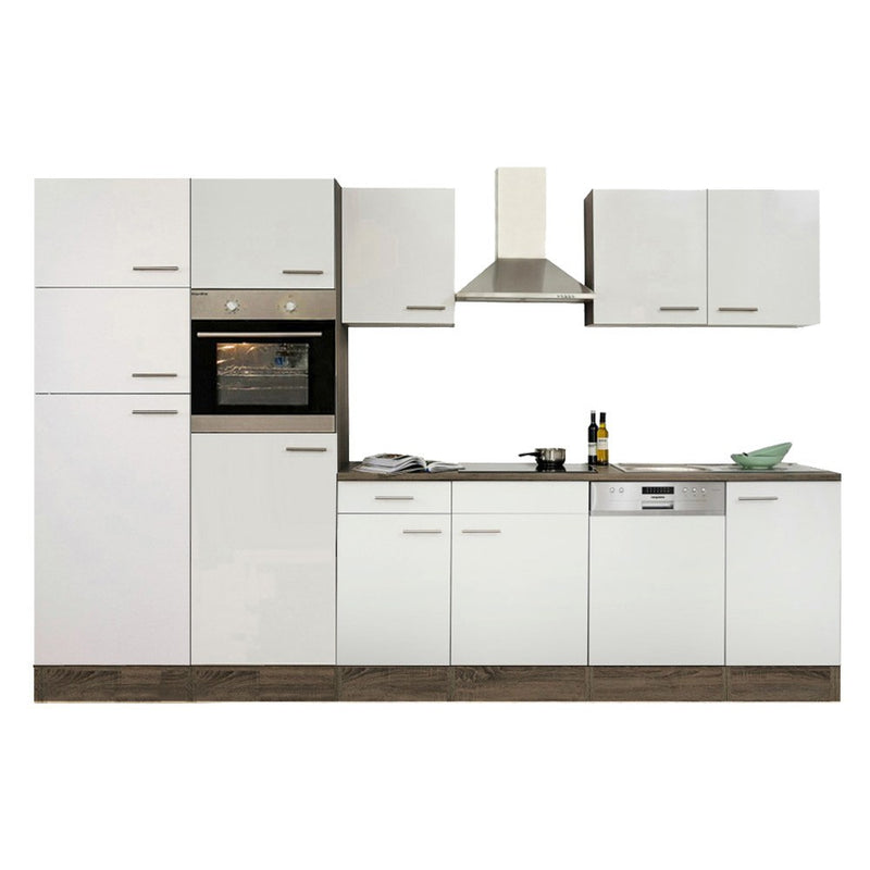 Yorki 340 konyhabútor yorki tölgy korpusz,selyemfényű fehér fronttal