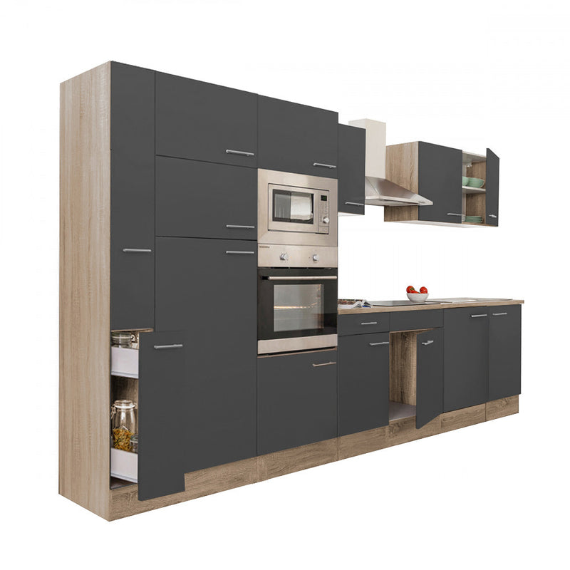 Yorki 360 konyhabútor sonoma tölgy korpusz,selyemfényű antracit fronttal