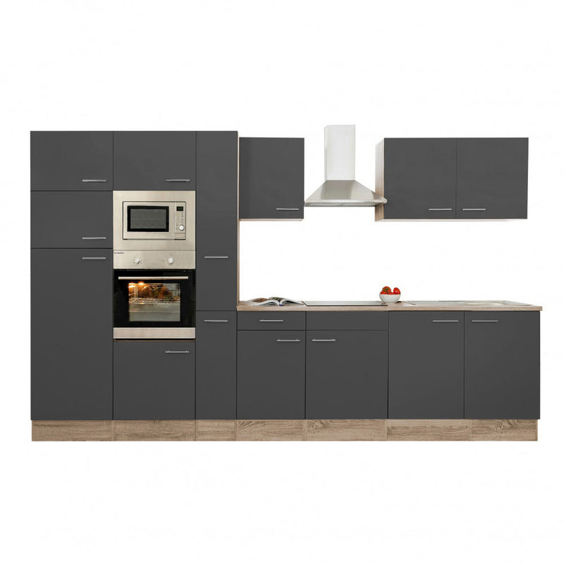 Yorki 360 konyhabútor sonoma tölgy korpusz,selyemfényű antracit fronttal