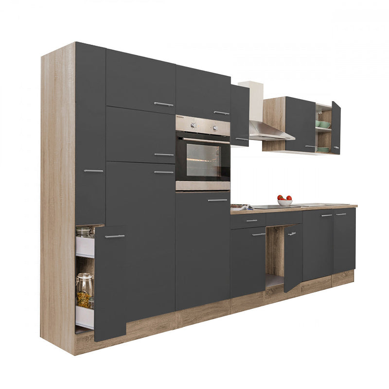 Yorki 360 konyhabútor sonoma tölgy korpusz,selyemfényű antracit fronttal