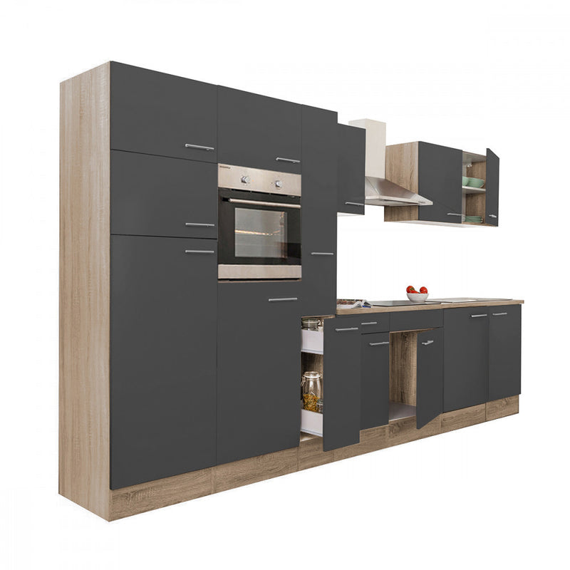 Yorki 360 konyhabútor sonoma tölgy korpusz,selyemfényű antracit fronttal