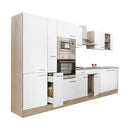 Yorki 360 konyhabútor sonoma tölgy korpusz,selyemfényű fehér fronttal polcos szekrénnyel