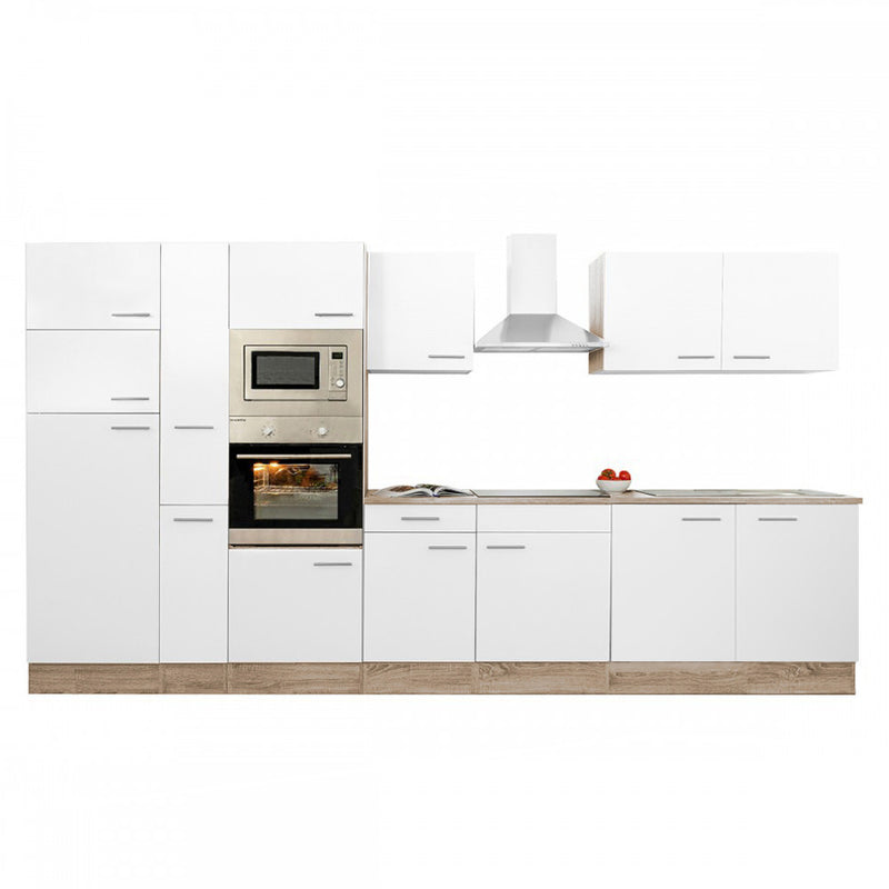 Yorki 360 konyhabútor sonoma tölgy korpusz,selyemfényű fehér fronttal