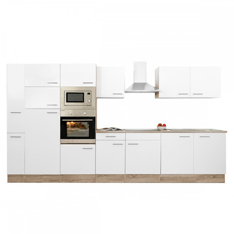 Yorki 360 konyhabútor sonoma tölgy korpusz,selyemfényű fehér fronttal