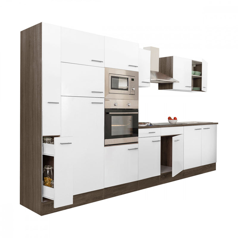 Yorki 360 konyhabútor yorki tölgy korpusz,selyemfényű fehér fronttal